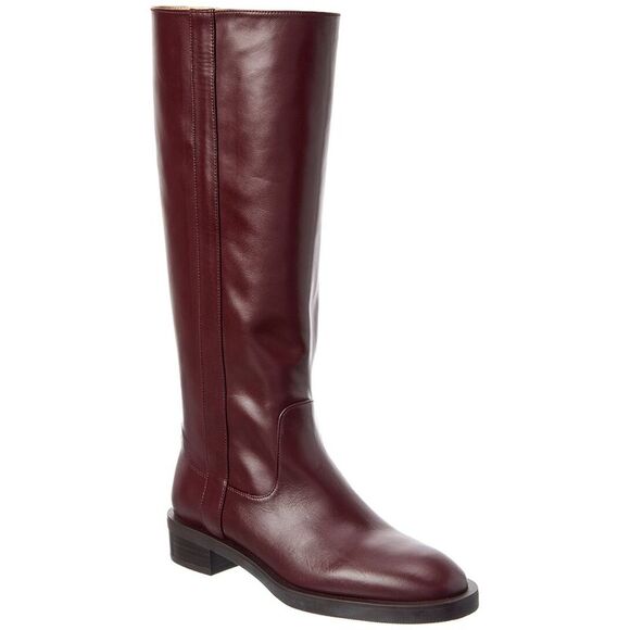 Stuart Weitzman Lenora Leather Knee-High Boot Red